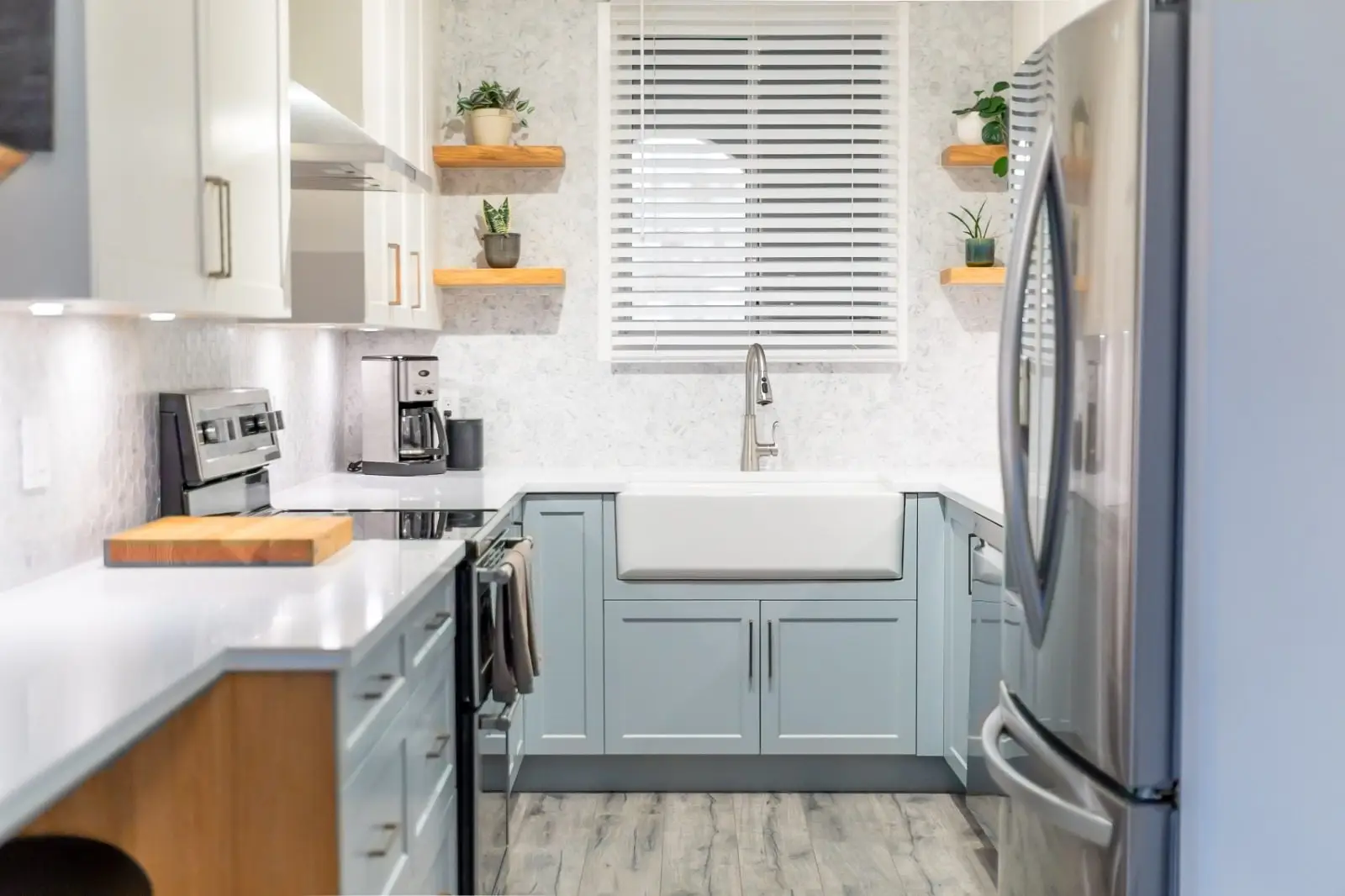 Modern kitchen with light colors.