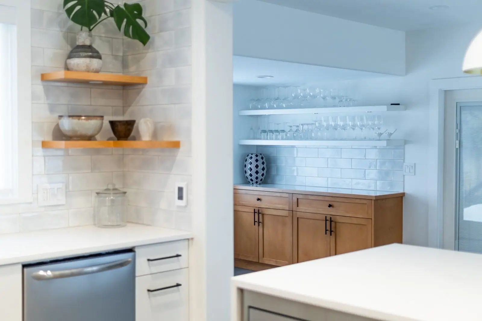 Modern kitchen with stylish decor.